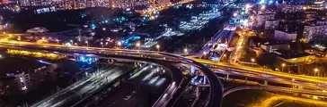 Top view of the city of Moscow, Night Moscow