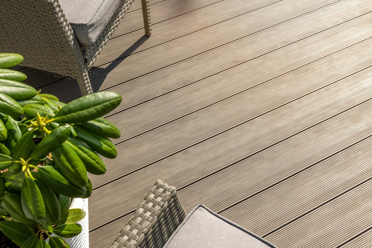 Wood plastic composite decking boards.